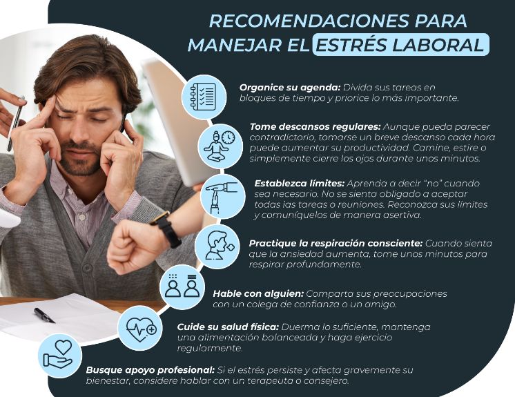 Recomendaciones para evitar el estrés laboral. 