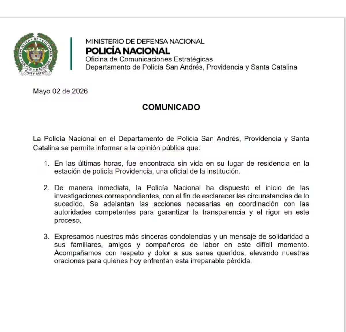 COMUNICADO