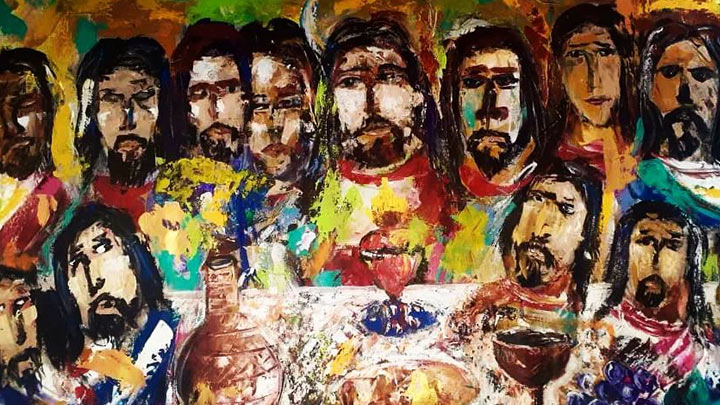 Baldot, el exboxeador que ahora pinta con sus puños./Foto: cortesía