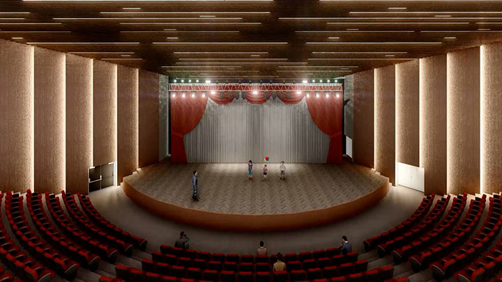 Render del auditorio del Centro de Eventos, Exposiciones e Innovación./Foto Cortesía