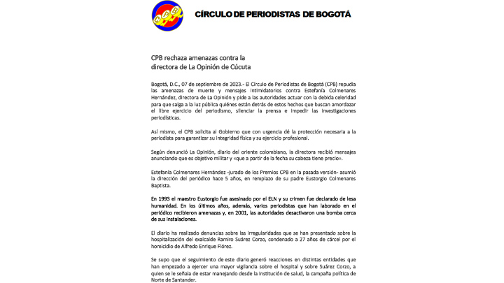 Circulo de Periodista de Bogotá. 