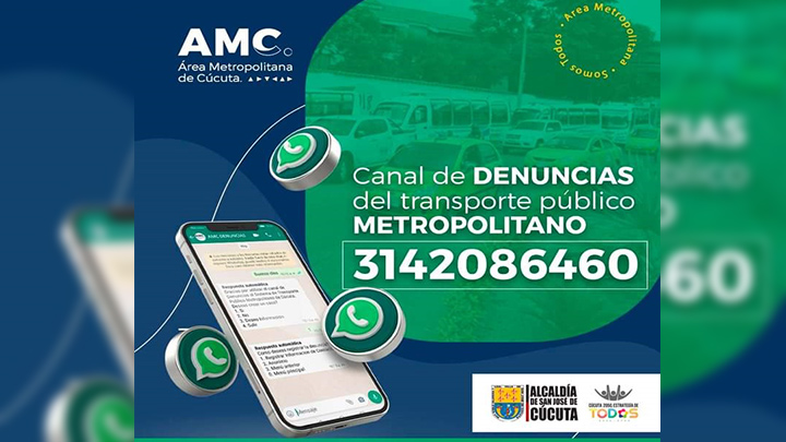 Línea habilitada por el AMC para denunciar irregularidades en el servicio de transporte público colectivo de Cúcuta./Foto: cortesía