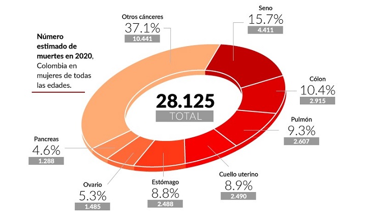 El cáncer de seno afecta en mayor medida a las mujeres.