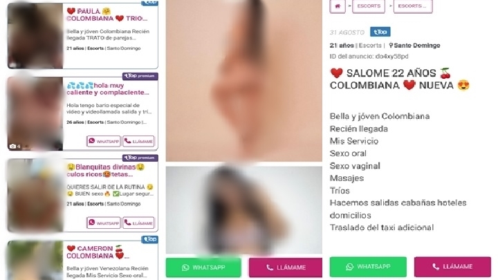 Por medio de una página de internet son promocionadas las víctimas de explotación sexual.