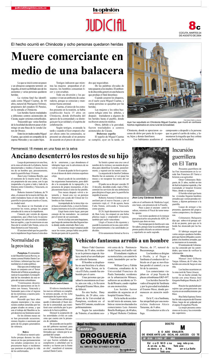 La historia del anciano que burló a la guerrilla para desenterrar a su hijo./Foto: archivo