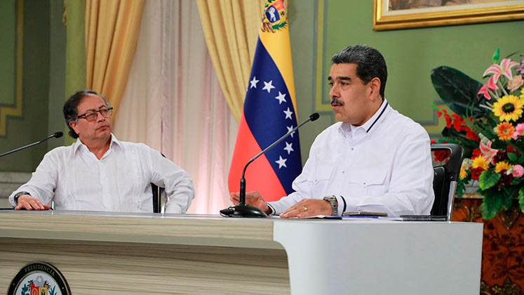 Gustavo Petro y Nicolás Maduro se reunieron en febrero pasado para hablar de negocios. / Foto Archivo