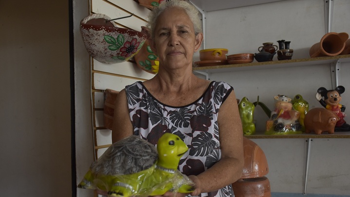 Ella vende planhtas y macetas 