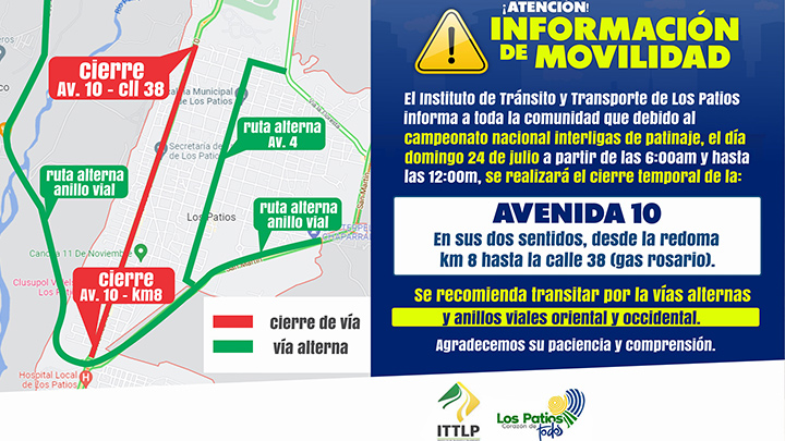 Este domingo cerrarán la vía principal de Los Patios por campeonato de patinaje./Foto: cortesía