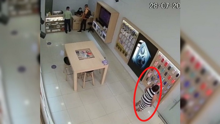 La señora, fue contratada para tapar la visión en el momento del atraco.