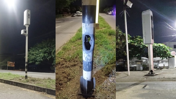 Dos cámaras de fotomultas fueron afectadas.