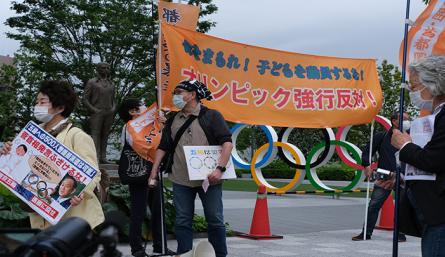 Protesta contra la celebración de los Juegos Olímpicos de Tokio 2020