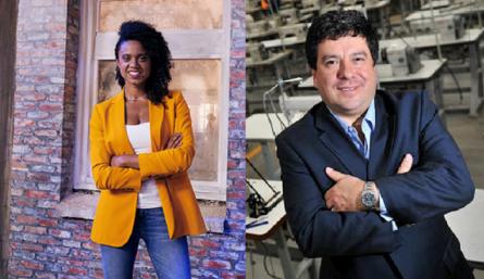 Hanoi Morillo, inversionista y socia de LA7EM en Latinoamérica, y Miguel Caballero, emprendedor y empresario colombiano. / Foto: Cortesía