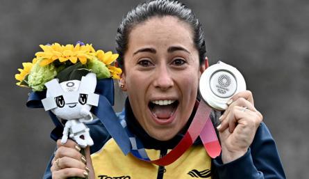 Mariana Pajón logró la medalla de plata en la final del Bmx femenino en los Juegos Olímpicos de Tokio 2020.  / Foto: AFP
