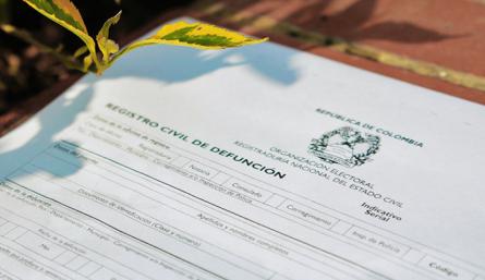 Registro de defunción.