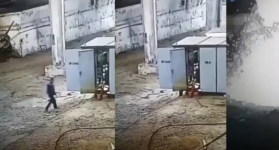 Borracho confunde subestación eléctrica con baño portátil