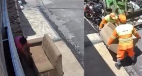 Video: sacó el sofá al sol, el camión de basura se lo llevó y se volvió viral