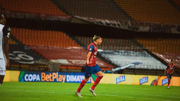 Agustín Vuletich celebra su gol ante Junior en la Copa Colombia./ Foto: Prensa Independiente Medellín