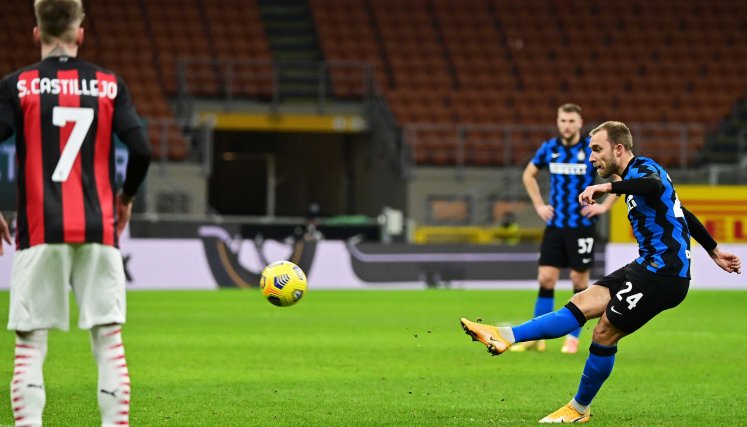 Inter contra Milán en la Copa de Italia. Foto: AFP
