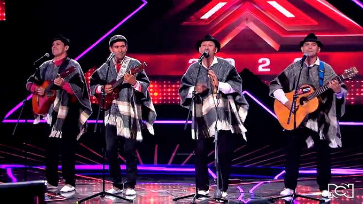 Carlos Medina Rojas, Alirio Rojas Medina, Efraín Rojas Medina y William Rojas Medina, durante su presentación en el diamante del Factor X. / Foto: Cortesía