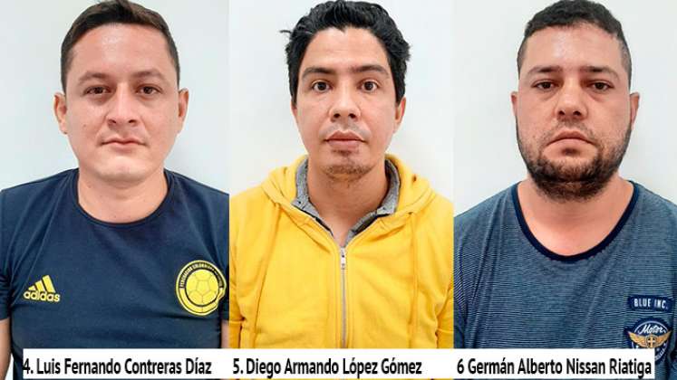 4. Luis Fernando Contreras Díaz 5. Diego Armando López Gómez 6 Germán Alberto Nissan Riatiga.