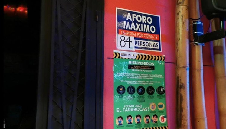 Aforo máximo en los locales.