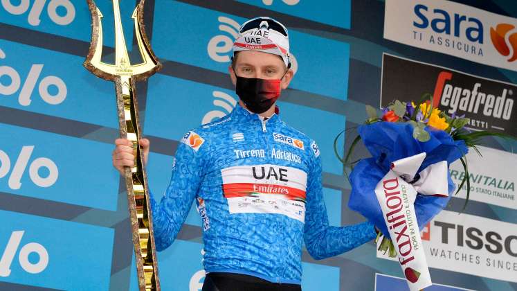 Tadej Pogacar, ganador de la Tirreno Adriático 2021. AFP