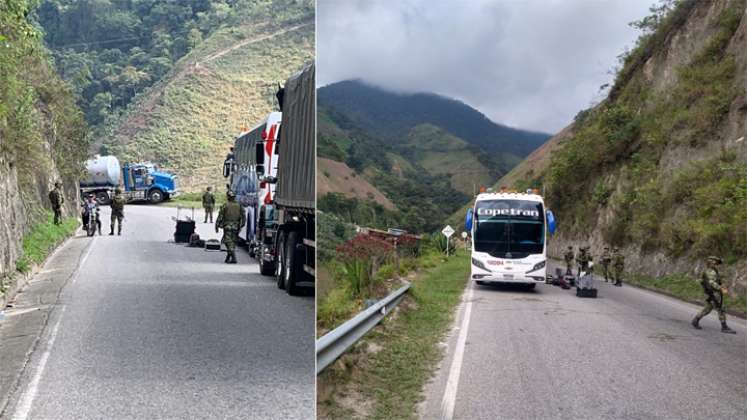 En la vía hacia Ocaña subversivos del Eln atravesaron un camión cisterna con un letrero de carro-bomba. / Foto: Cortesía