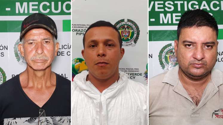 William Martín Carrillo Velasco fue capturado en el barrio El Paraíso, Javier Márquez Molino fue enviado a la cárcel y el latonero Gerson Andrés Mena fue detenido en San Luis. / Foto: Policía Nacional