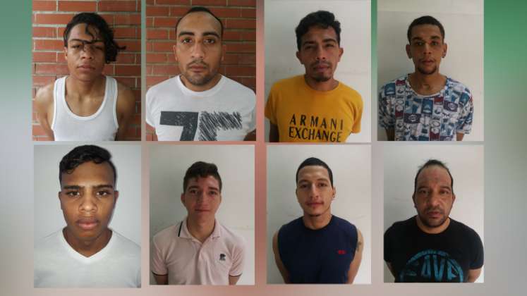 Alexander Piña, Jhonatan Aguilar, José Hernández, José Padilla, Ross Deans, Yesid Alexander Ortigui y Yeison Blanco. / Foto: Policía Nacional