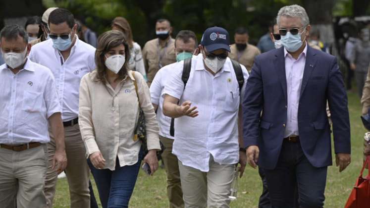 Aspecto de la visita del presidente Iván Duque a Norte de Santander, donde se le ve acompañado del gobernador Silvano Serrano, funcionarios del nivel central y congresistas de la región./ Foto: Cortesía