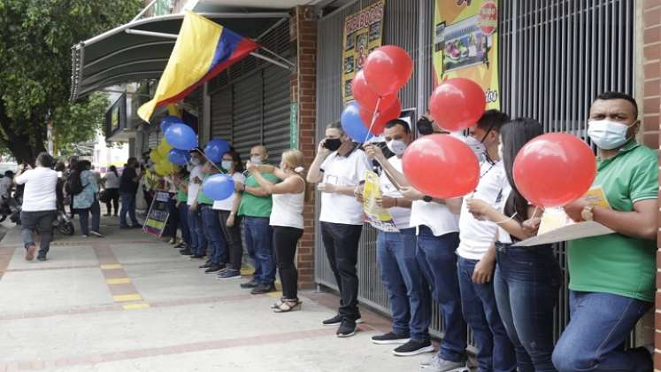 Plantón de peleteros por falta de insumos en Cúcuta./Foto: Alfredo Estévez - La Opinión