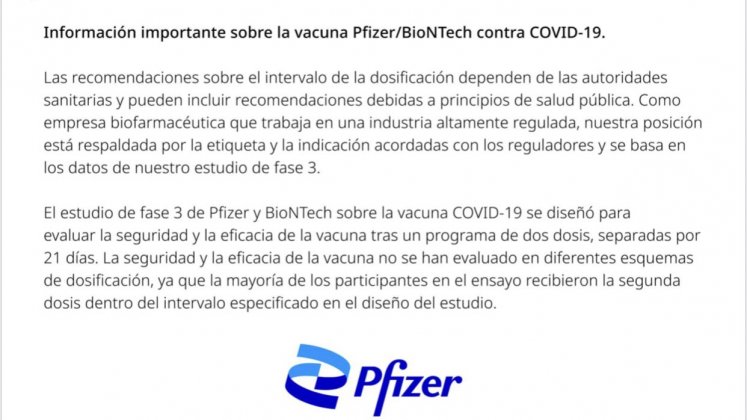 Comunicado de Pfizer.