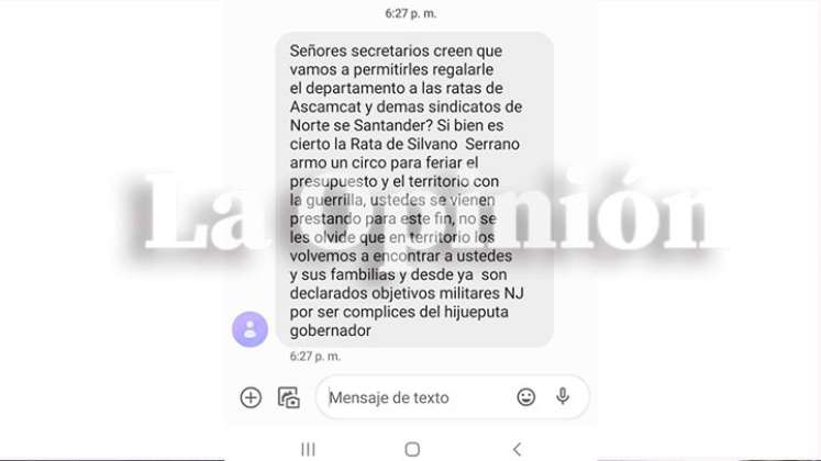 mensaje intimidante contra los secretarios. 