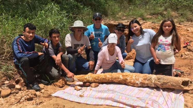 La pieza fosilizada es un colmillo de un Haplamastodon, un mastodonte americano de la Era Cuaternaria. / Foto: Cortesía