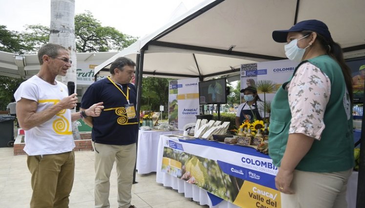 Emilio Archila y Hernando Londoño conociendo los proyectos productivos de las familias que dejaron a un lado el cultivo de coca. / Foto : Jorge Gutiérrez / La Opinión 