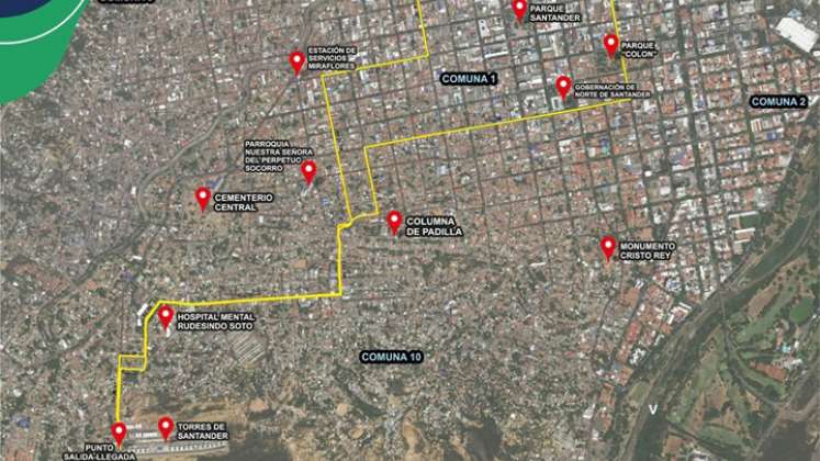 Ruta de transporte en la comuna 10 de Cúcuta