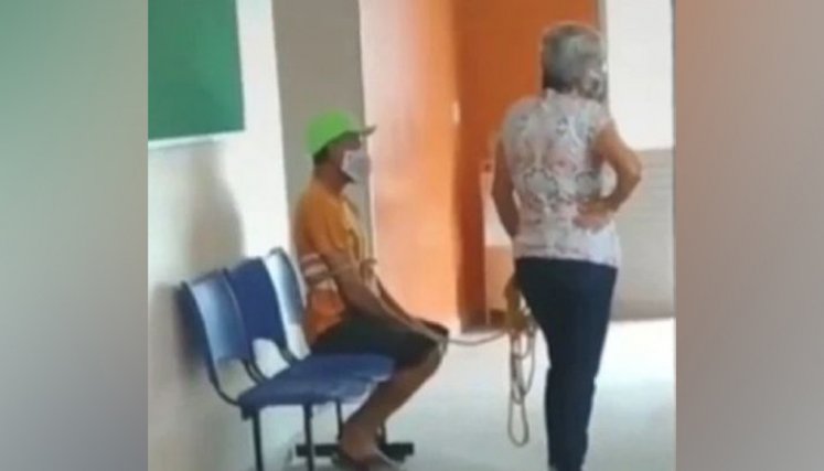 ¿Mujer amarró a su esposo para llevarlo a vacunar contra el COVID-19?