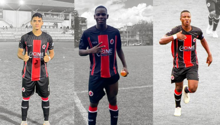 Cristian Díaz, Jhonatan González y Jefry Orejuela, Cúcuta Deportivo 2022. 