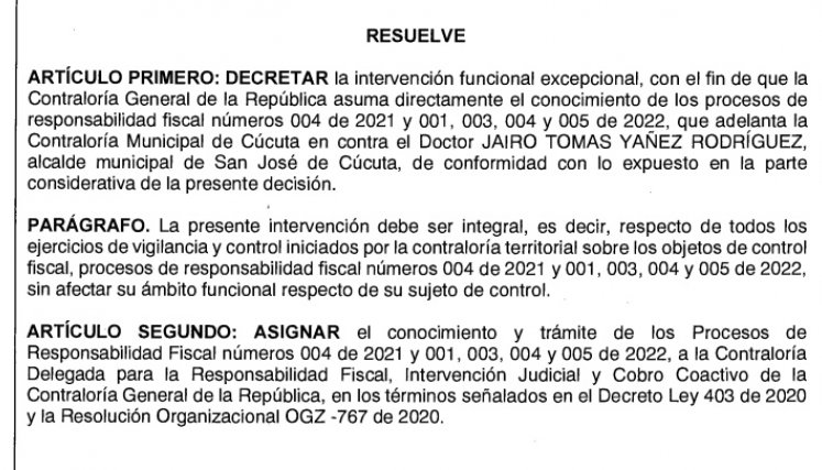 Contraloría General asume caso del alcalde de Cúcuta Contraloría General asume caso del alcalde de Cúcuta