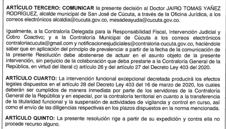 Contraloría General asume caso del alcalde de Cúcuta 