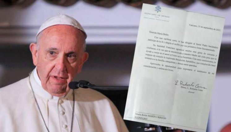 El Papa Francisco le respondió una carta a una niña de 7 años de Rionegro