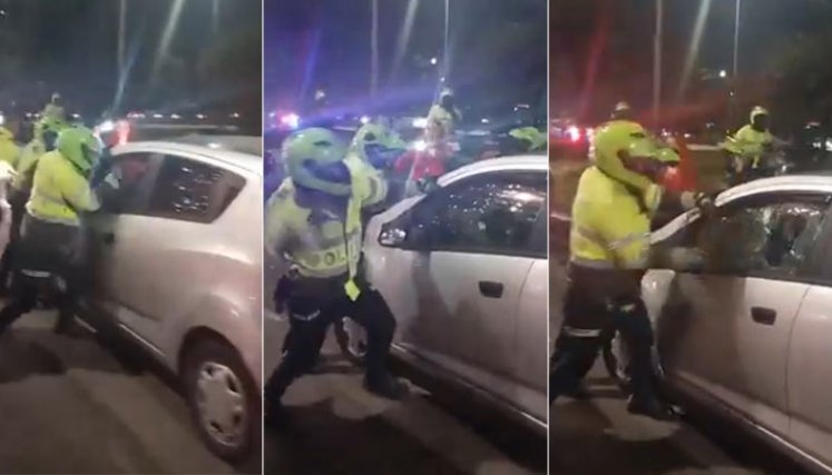 ¿Exceso de autoridad? Policía destruye carro para capturar a conductor./Foto: Colprensa