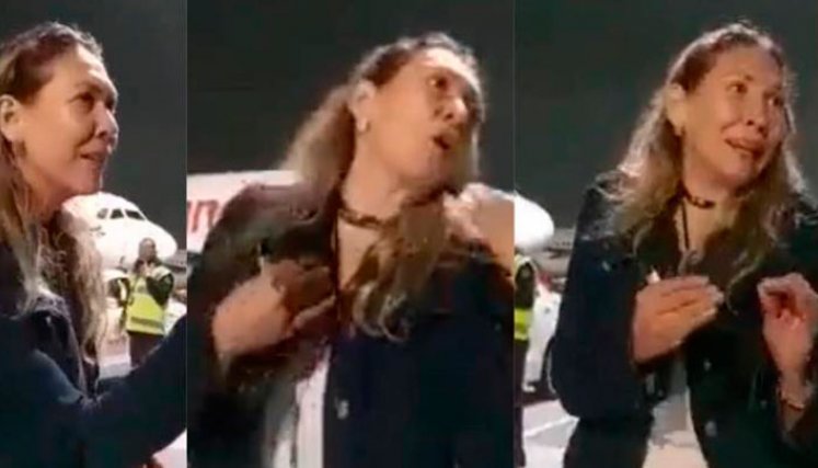 Esposa de coronel en el aeropuerto El Dorado