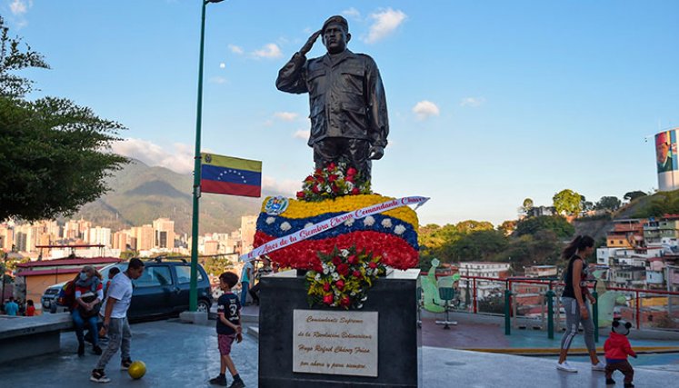 Monumento de Hugo Chávez, en  Caracas. Foto AFP