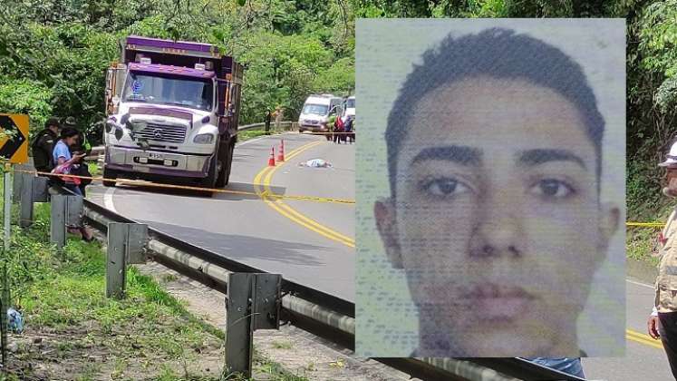 El cadáver de Brayan Corzo quedó tendido en la mitad de la vía, a pocos metros de su motocicleta.