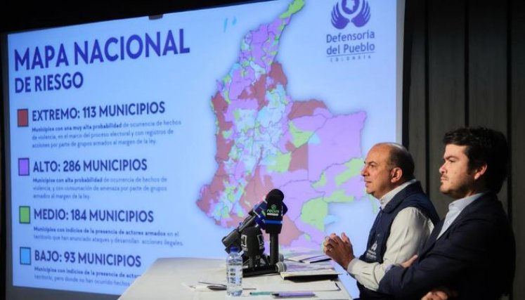 La Defensoría del Pueblo alertó sobre 399 municipios en riesgo extremo y alto para las elecciones de octubre./Foto cortesía