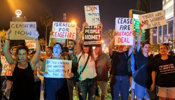 Protestas para pedir liberación de secuestrados por militantes palestinos.