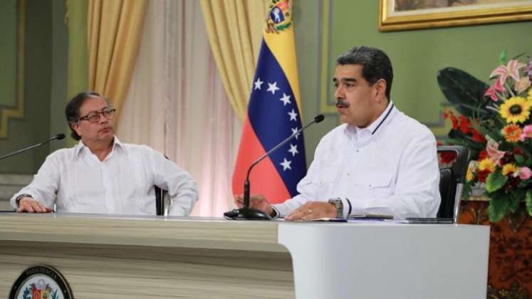 Los presidentes de Colombia y Venezuela, Gustavo Petro Urrego y Nicolás Maduro Moros, en el encuentro reciente en Caracas./Foto Colprensa