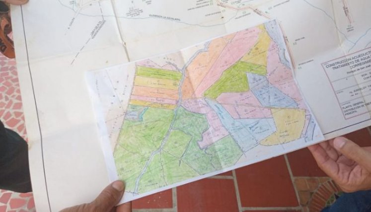 Mapa de la vereda Agualasal, donde está el predio en disputa/Foto cortesía Mapa de la vereda Agualasal, donde está el predio en disputa/Foto cortesía