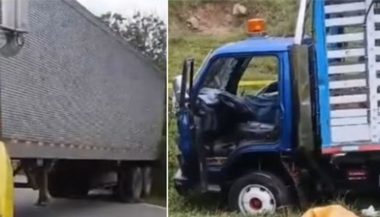 Choque entre tractomula y camión